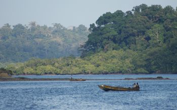 Fishing boats & rock reefs, Andaman Strait