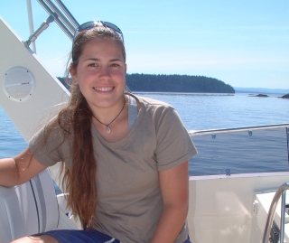 Amanda on a powerboat in western Canada, where she was working in August.