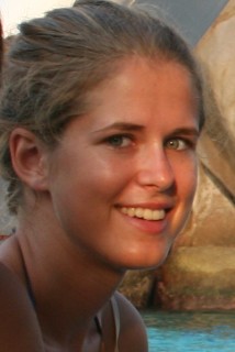 Rachel, in evening light, aboard Ocelot in Thailand 2007