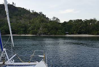 Approaching Petimati Bay, N tip of Sulawesi