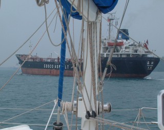 Freighters were sometimes too close for comfort