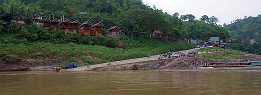 Our midway stop at Pak Beng - note other long-boats on right