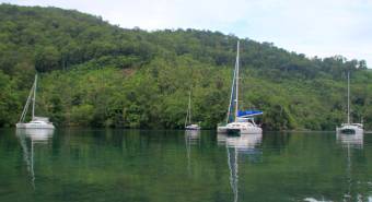 Our fleet at anchor in peaceful English Cove