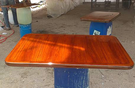 The teak inside tables are going to look VERY nice