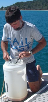 Mixing up the wort on the aft-deck
