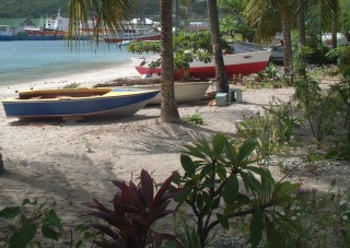 Small fishing boats on the Bequia beach