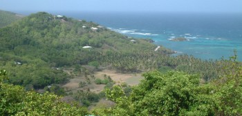 View east from a hilltop house, Bequia