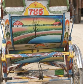 Bicycle rickshaws are common in lowlands, West Bengal, India