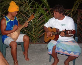 Jean-Paul (16) on the ukulele with his dad on guitar