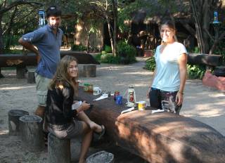 Breakfast on dugout canoe, Negepi Camp, Caprivi Strip Namibia