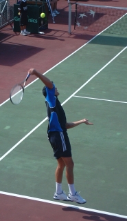 Brett Baudinet, representing Pacific Oceania is up for a serve.