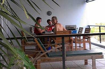 Bruce & Alene at their delightful patio at Sumputous Villa