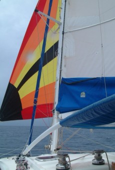 Drifting along under spinnaker and main