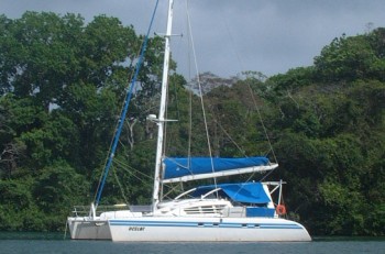 Ocelot anchored in the jungle up the Chagres River