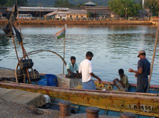 Local fishermen at the Chatham Is. Jetty