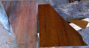 Dull, sanded epoxy on left, varnished epoxy on right. OK!