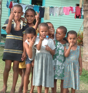 School kids in Dravuni, like all kids, like to ham it up for photos!