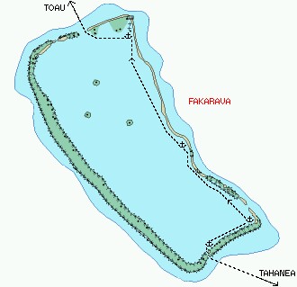 Fakarava Atoll - town is in the upper corner
