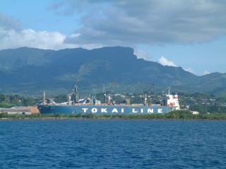 The mountains stand high above Lautoka, viewed from the west.