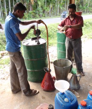 320 litres! Our fuel station, outside Hut Bay.