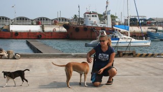 Ocelot stern tied to the floating pier