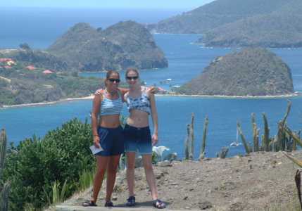 Gina & Amanda launch a navel attack at Ft. Napoleon, above the Saintes