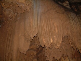 Limestone draperies sparkled in our lights