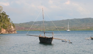 Ocelot & dhow, Honey River, Madagascar