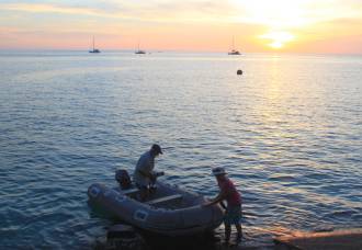 Our Biak anchorage, from the hotel ramp