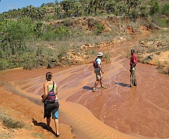 Madagascar's red earth flowing en route to Tsingy Rounge