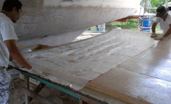 Laying a sheet of glass on the underside of the bimini