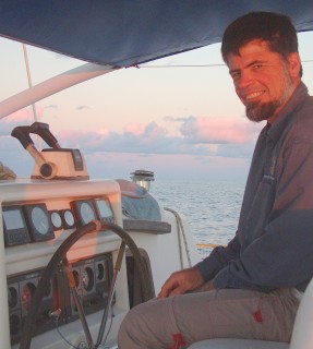 Morning sun on the skipper, just before radio scheds