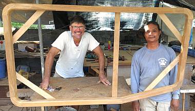 Houa's teak entryway door-frame (on its side)