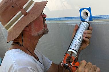 Jon installing one of our 6 waterline vents