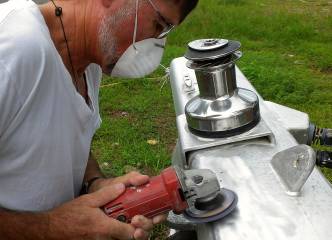 Grinding corrosion & grinder marks out of the mast