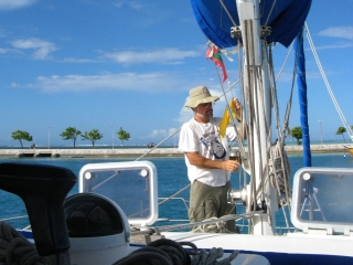 Jon raises the Maldives and Q flags in Gan
