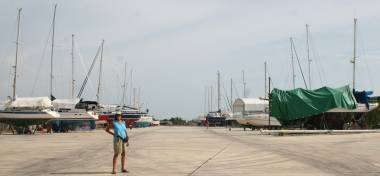 Sue at the Krabi Marina boatyard - lots of (paved!) space