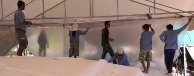 Our team masking Ocelot from gelcoat overspray