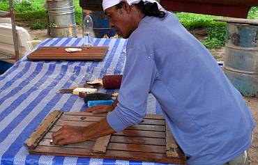 Lek working on the slatted galley and head floorboards