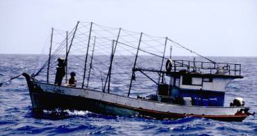 One of many lobster boats off the Brazilian coast