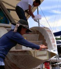 Laying the first sheet on the wall