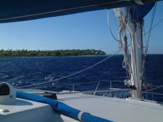 Approaching the cut into Makemo, our first Tuamotu Atoll