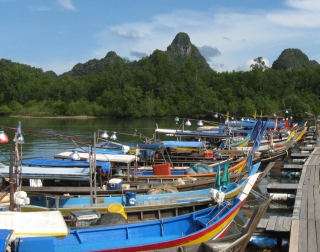 Colorful Malaysian fishing boats