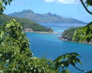 The view from near Manta Ray Resort of neighboring Yasawas