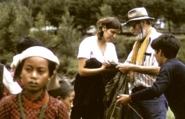 Sue, her father George, and Nima in 1974