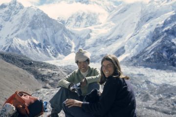 Sue and Nima in 1974, in front of Mt. Everest
