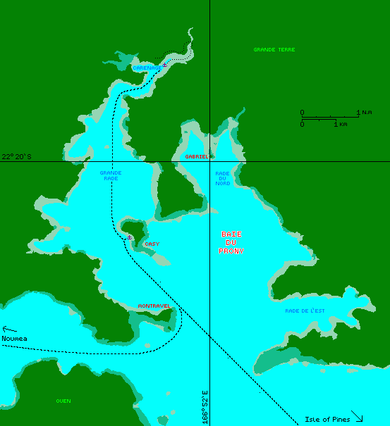 Our tracks through Prony Bay