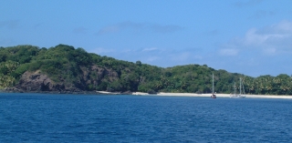 Namara Island is a welcome sight after the passage from Viti Levu