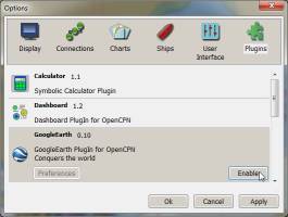 Enabling the GE PlugIn in the OpenCPN PlugIns Toolbox