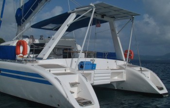 Ocelot's aft deck.  Blue is Arthur's sand box.